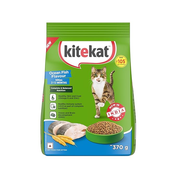 Kitekat Kitten (2-12 Months) Dry Cat Food, Ocean Fish Flavour, 370g